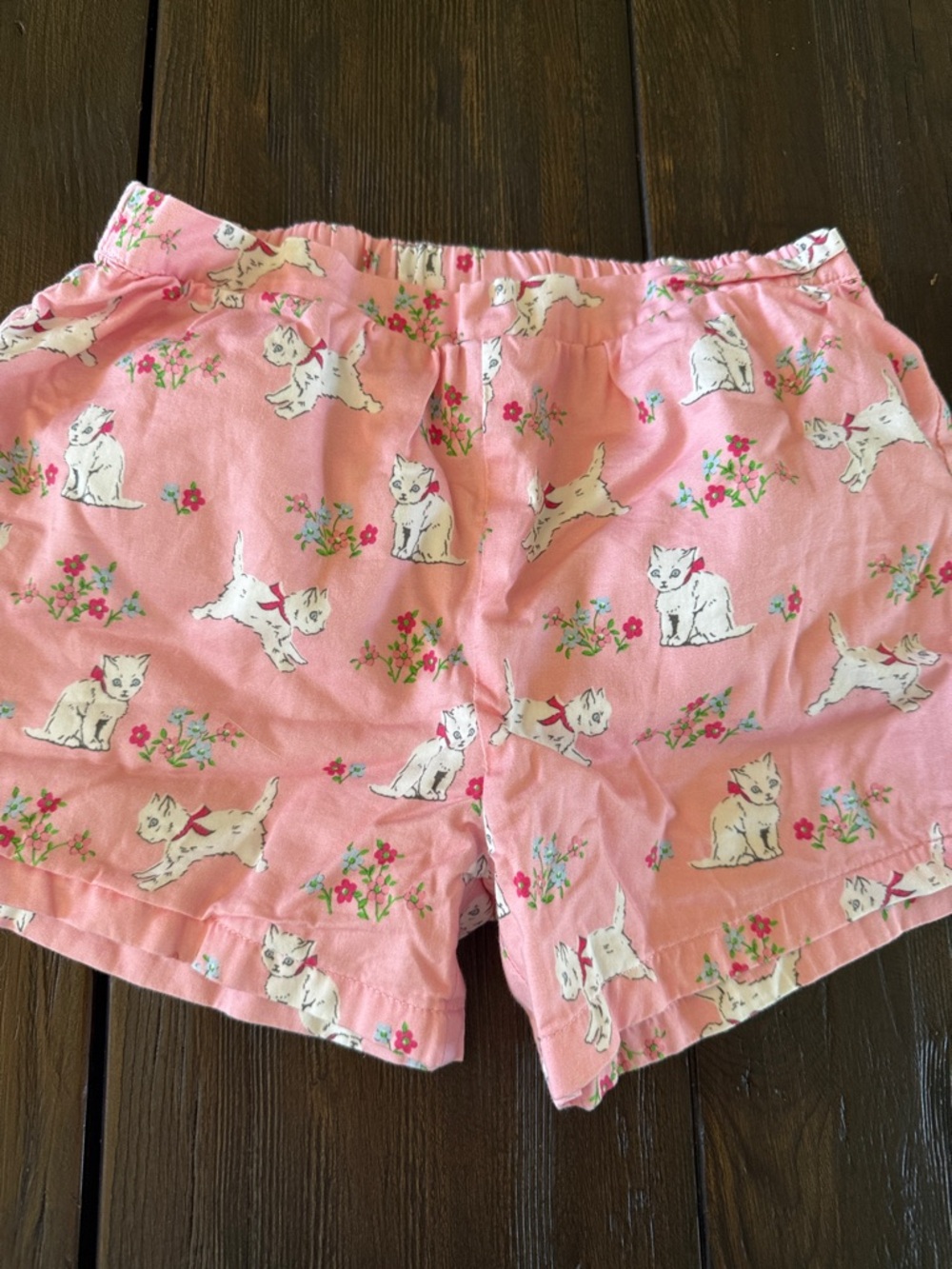 Rachel Riley Pink Cat Print shorts elastic waist.